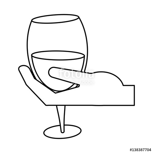 500x500 Hand Holding Glass Cup Wine Thin Line Vector Illustration Eps 10