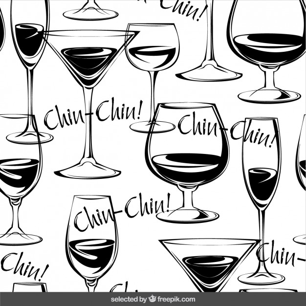 626x626 Glasses Of Wine Hand Drawn Pattern Vector Free Download