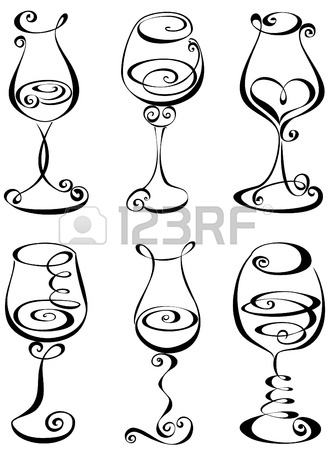 331x450 Stylized Black And White Wine Glass Stock Vector White Wine