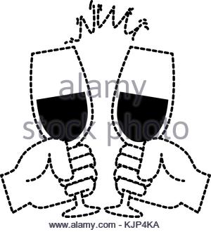 300x330 Vector Illustration Of Hands Toasting Wine Glasses Stock Vector