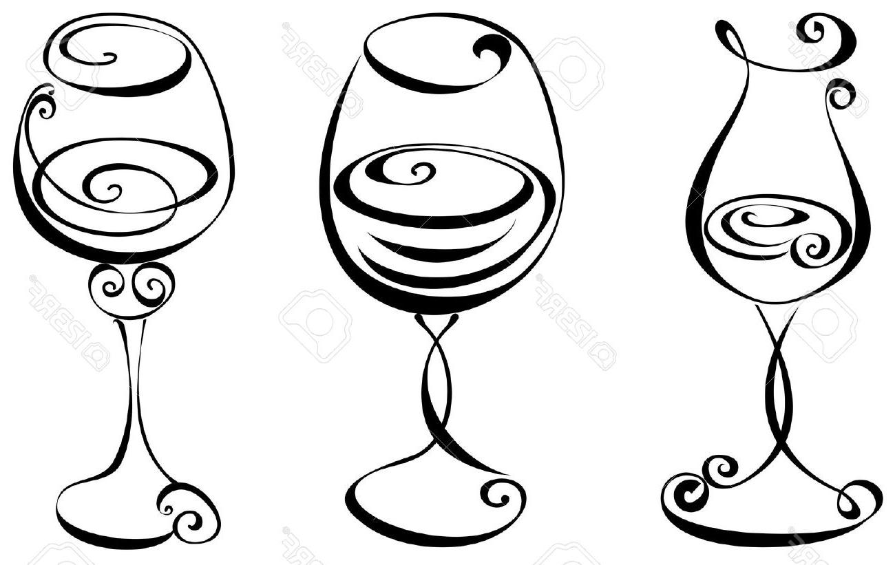 1300x821 Best 15 Stylized Black And White Wine Glass Stock Vector Photos