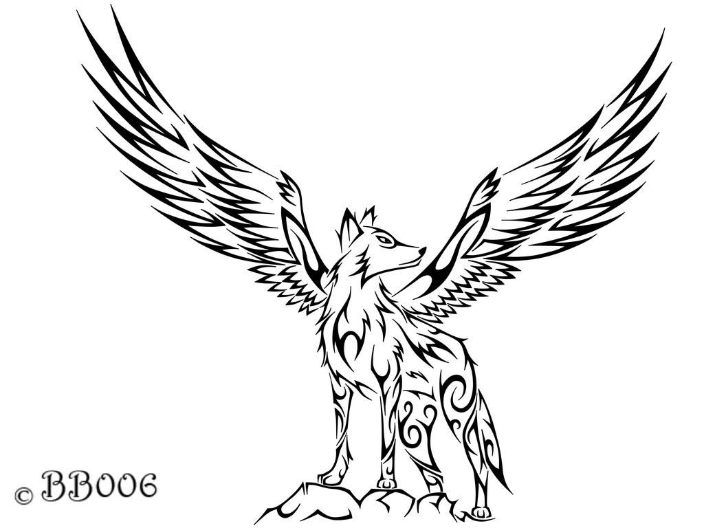 1024x768 Drawings Of Wings Cool Wolf Drawings With Wings 3 Decoration