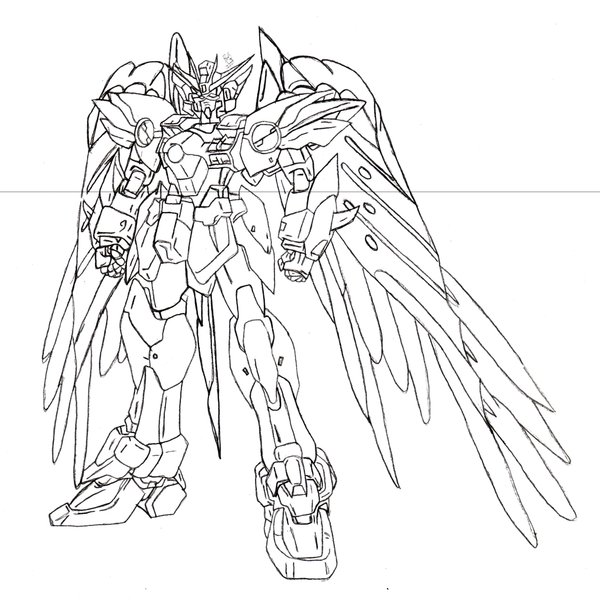 600x607 Wing Zero Custam Sketch By Paralaxkaine