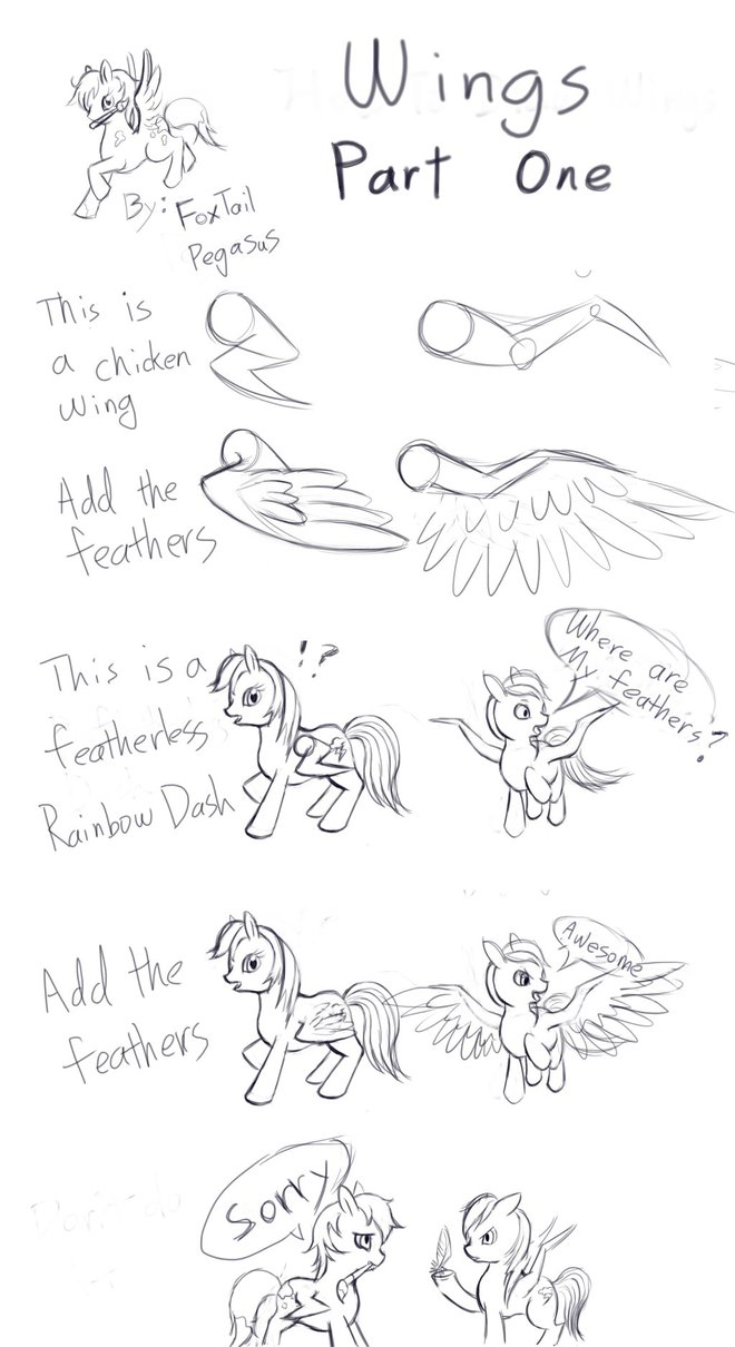 660x1210 Mlp) How To Draw Wings (Part 1) By Foxtailpegasus