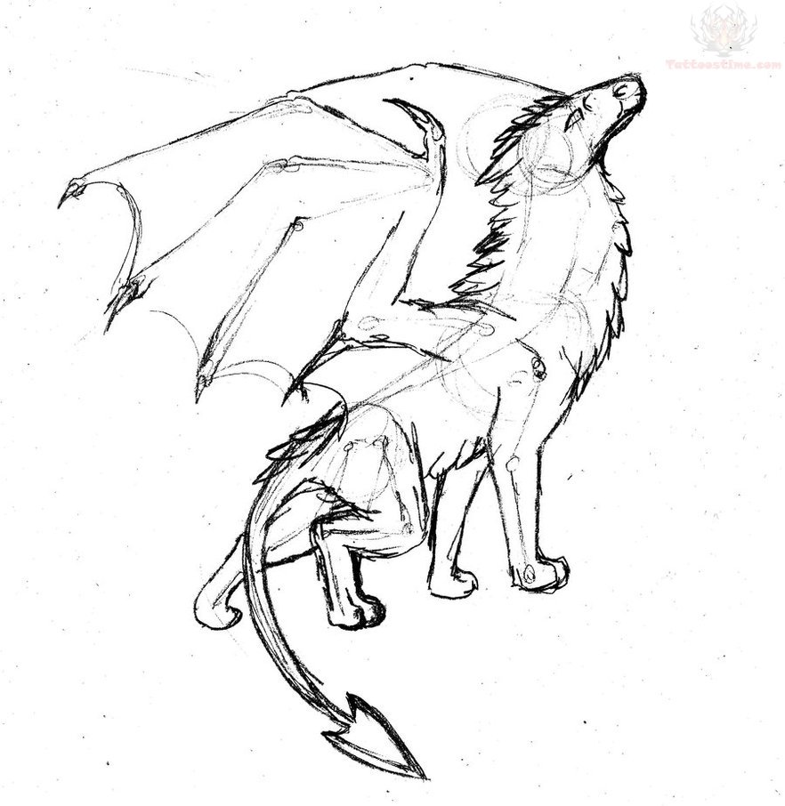 882x906 Griffin Wing Tattoo Drawing