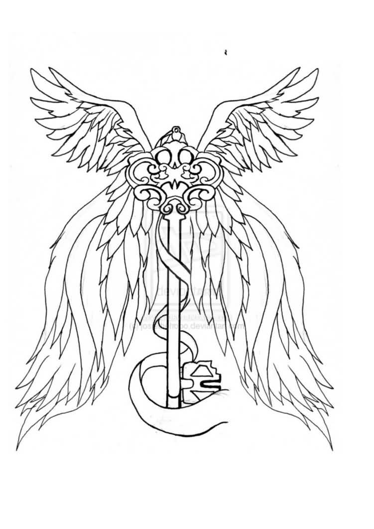 751x1062 Outline Wing Tattoo Drawing Tattoo Design Beautiful