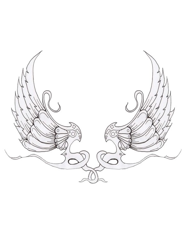 600x728 Wing Tattoo Design By Woundedcoast