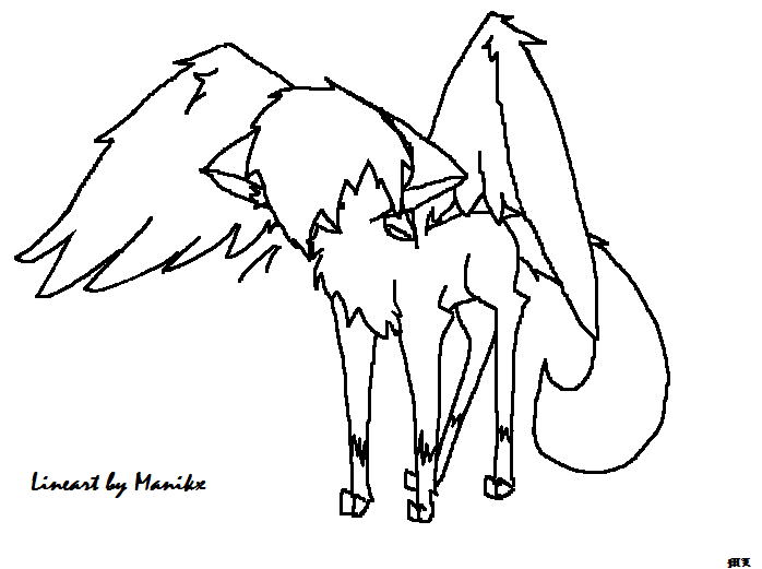 698x521 Fantasy Warrior Cat Lineart With Wings By Manikx