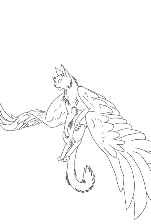 512x762 Winged Cat Lineart By Cheanna