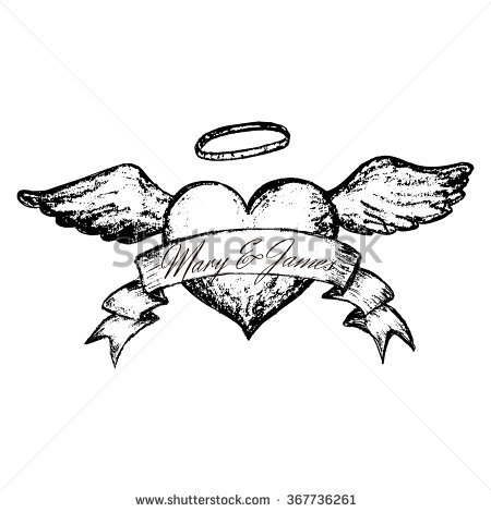 450x470 Drawn Heart Wing