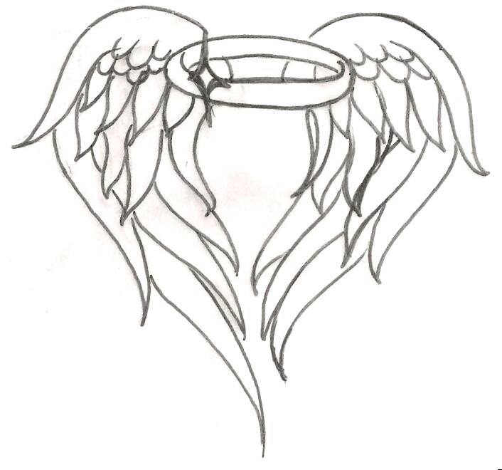 706x660 Easy To Draw Angel Wings Halo