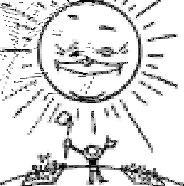 596x604 Sun, Flashing, Farmer, Agriculturalist, Winking, Growing, Waving