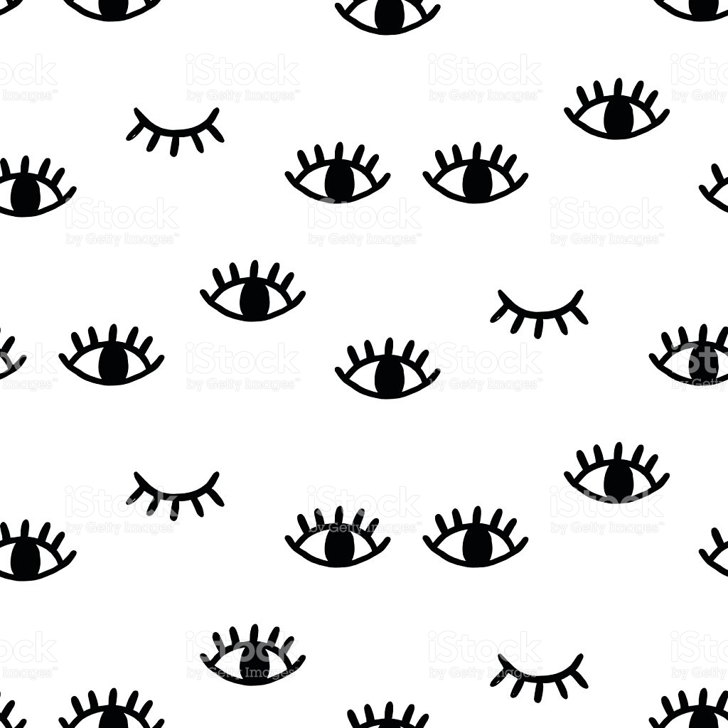 1024x1024 Vector Hand Drawn Seamless Pattern With Open And Winking Eyes