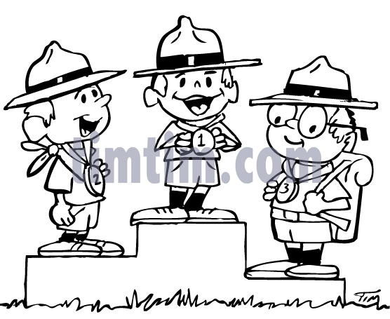 556x455 Free Drawing Of 3 Boy Scout Winners Bw From The Category Fishing