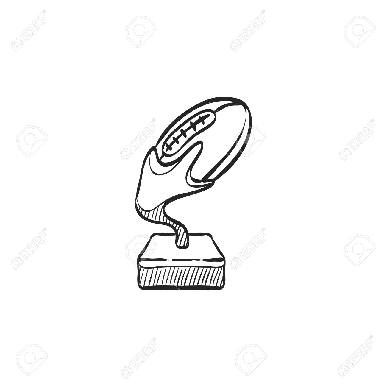1300x1300 American Football Trophy Icon In Doodle Sketch Lines. Winner