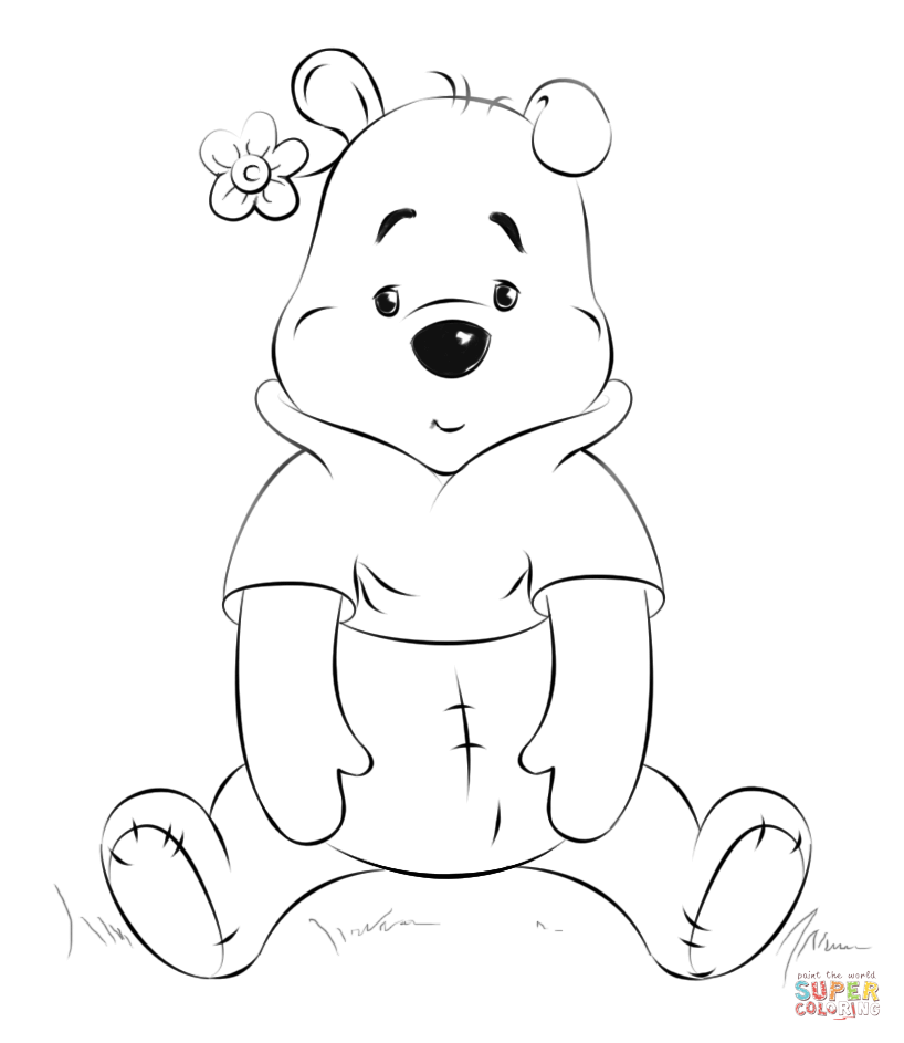 818x943 Winnie The Pooh Sitting Coloring Page Free Printable Coloring Pages