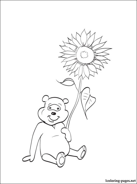 560x750 Winnie The Pooh With Sunflower Coloring Page Coloring Pages