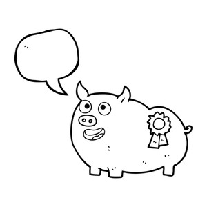 300x300 Freehand Drawn Speech Bubble Cartoon Prize Winning Pig Royalty