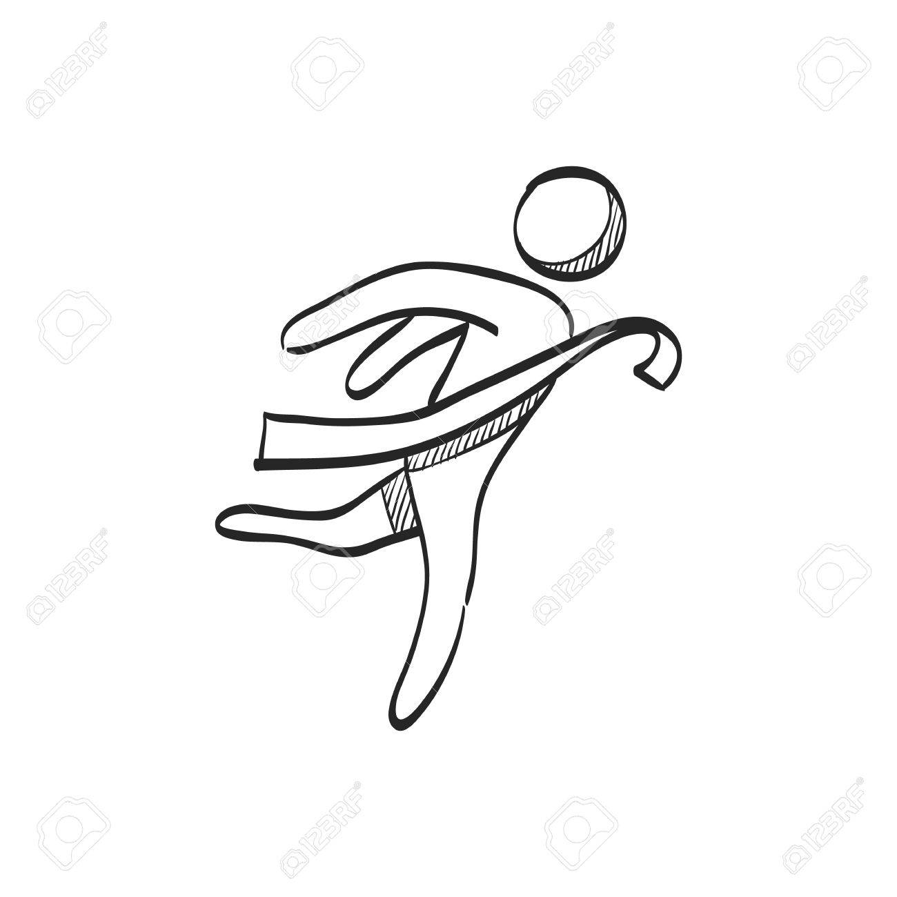 1300x1300 Finish Line Icon In Doodle Sketch Lines. Sport Runner Marathon
