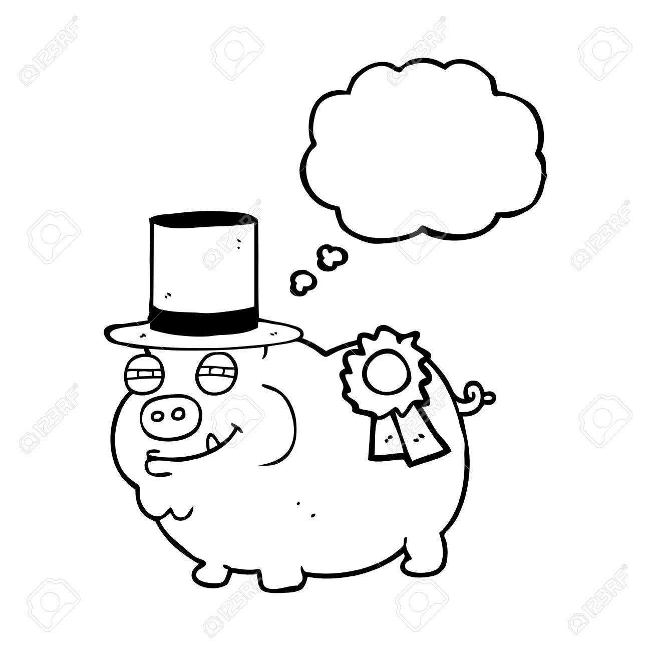 1300x1300 Freehand Drawn Thought Bubble Cartoon Prize Winning Pig Royalty