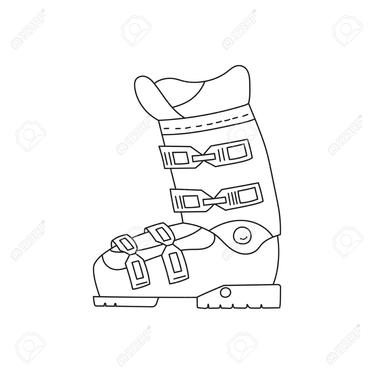 1300x1300 Ski Boots Vector Line Hand Drawn Icon Isolated On White Background