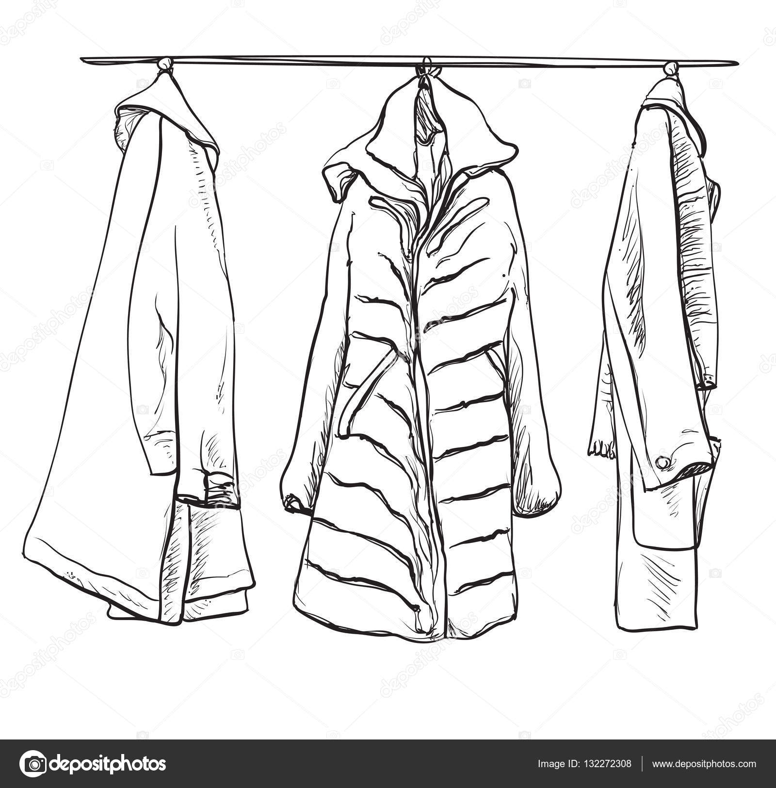 1600x1624 Woman Coats For Winter. Clothes Sketch Stock Vector Yuliia25