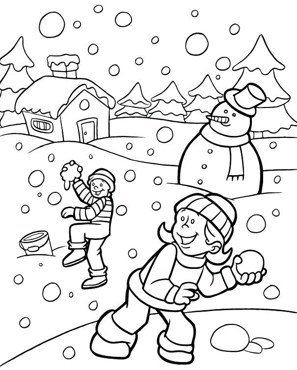 605x754 Christmas Scenery Coloring Pages Scene Fall Nature Colouring