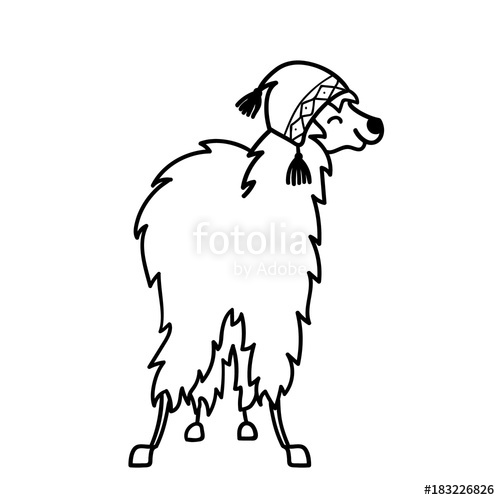 500x500 Vector Illustration Of Cute Character South America Lama In Winter