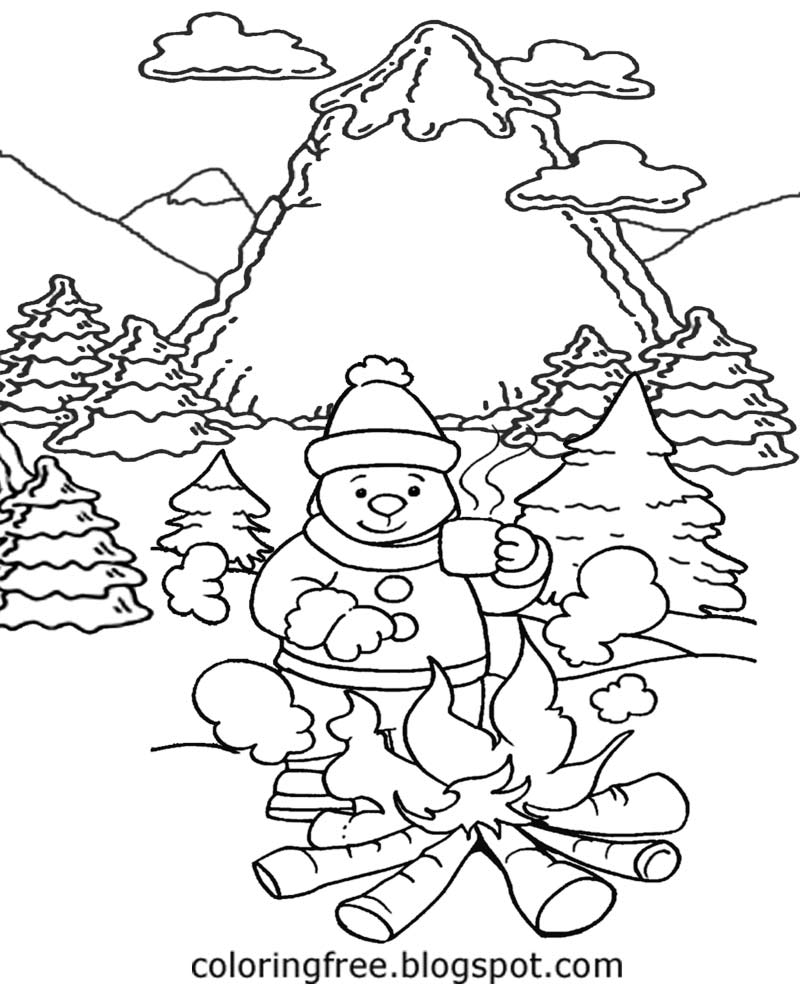 800x1000 Winter Mountain Scene Coloring Pages Winter Words Holiday Coloring