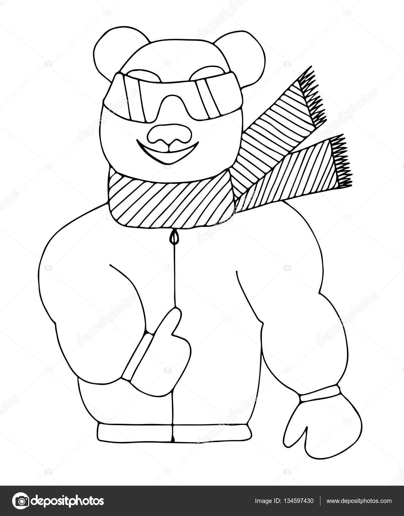 1331x1700 Panda Is Sun Glasses In A Winter Jacket And Scarf Stock Vector