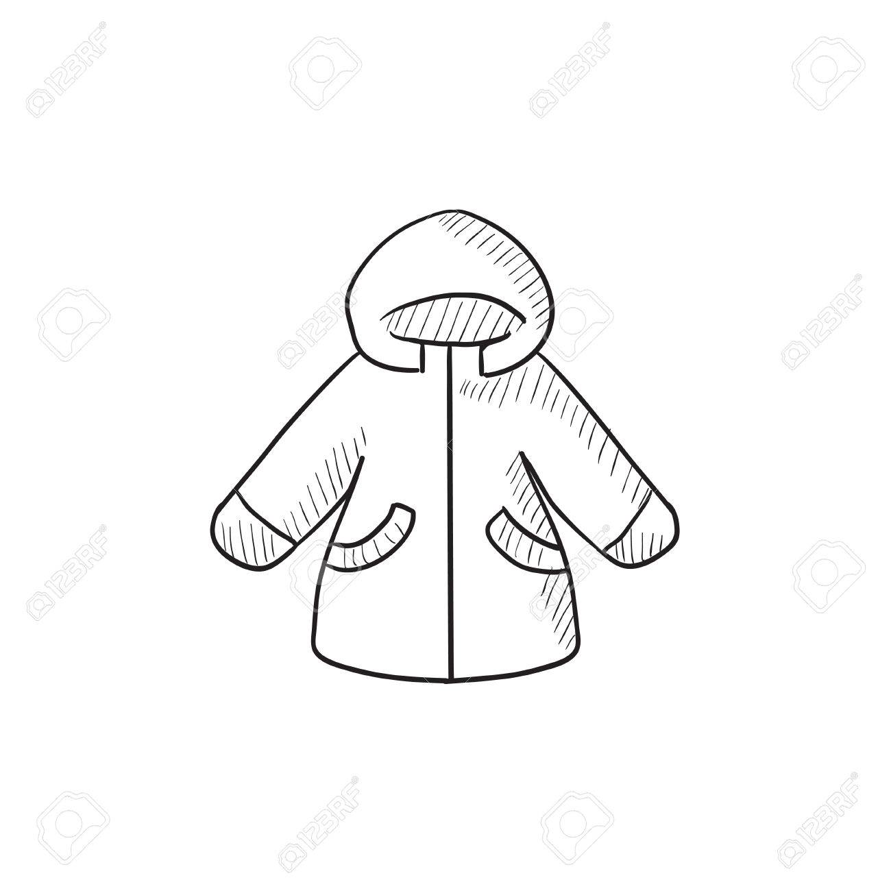 1300x1300 Winter Jacket Vector Sketch Icon Isolated On Background. Hand