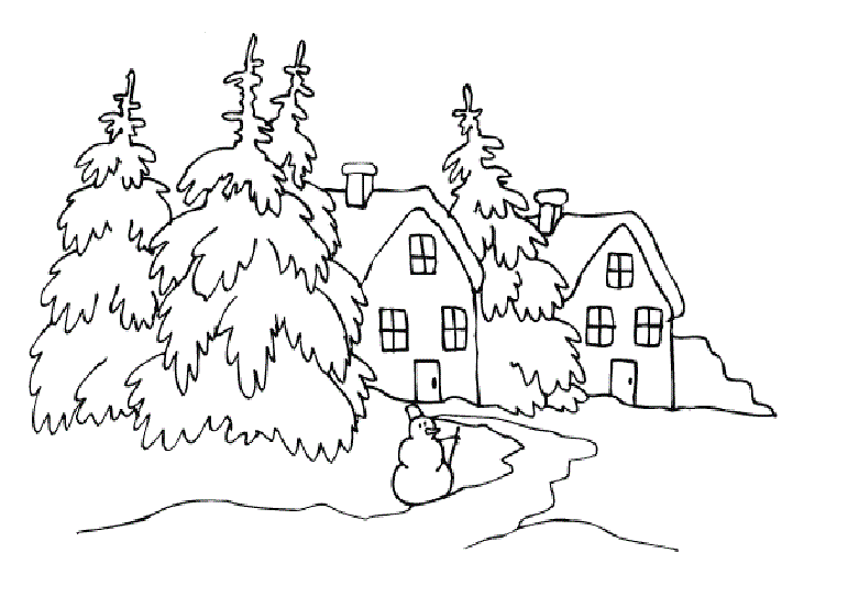 781x553 Winter Landscape To Color Free Coloring Pages