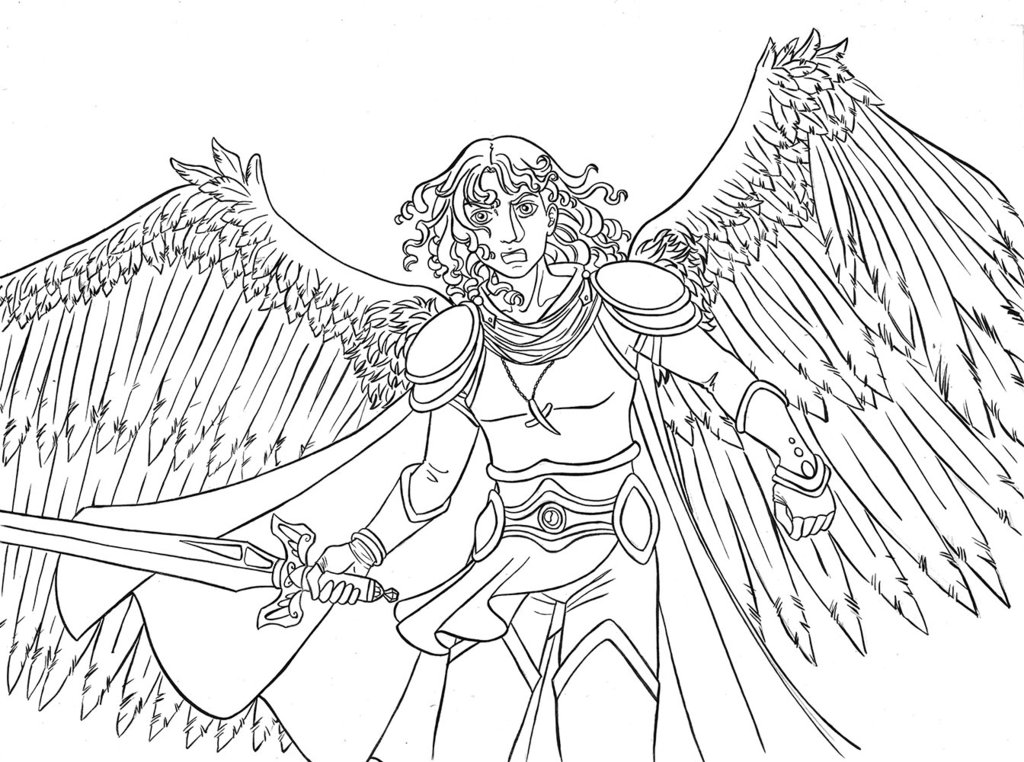 1024x762 Archangel Michael Lineart Free To Color By The Winter Girl
