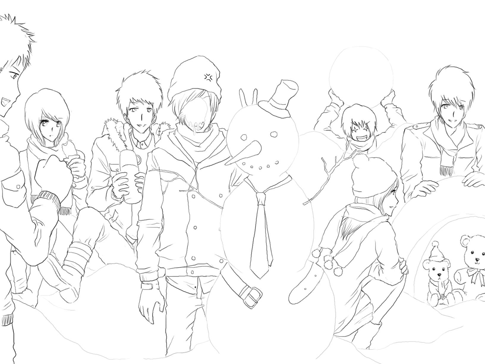 1632x1224 Winter Line Art A Platoon Of Nendoroids