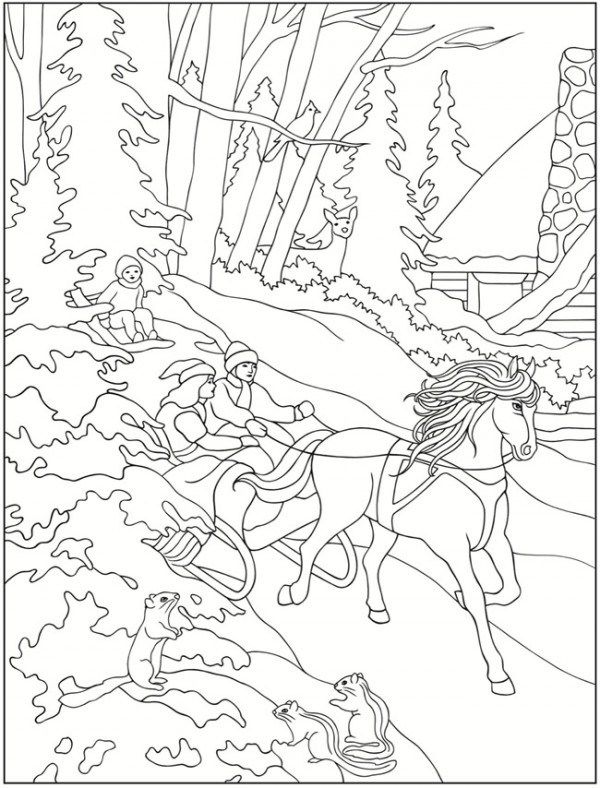 600x788 Freebie Winter Scene Images Scene, Winter And Adult Coloring