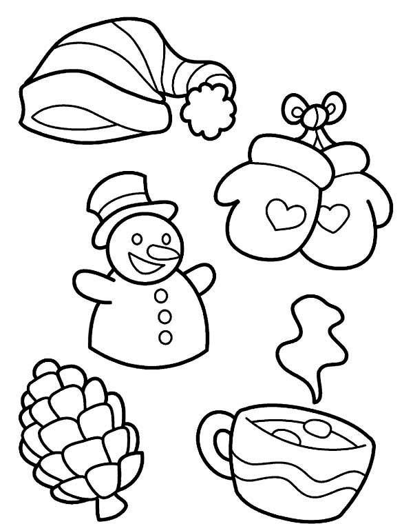600x760 All Kind Of Winter Season Symbols Coloring Page