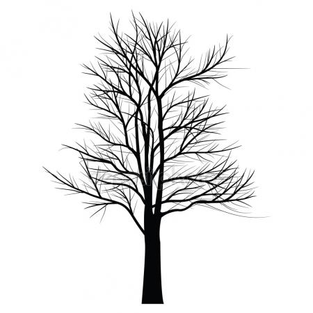 450x450 Vector Illustration With Black Silhouette Of Winter Tree Without