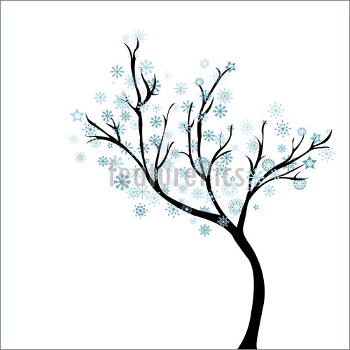 500x500 Winter Tree With Snowflakes Illustration