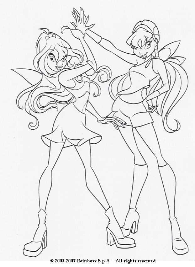 621x850 Bloom And Stella The Winx Club Fairies Coloring Pages