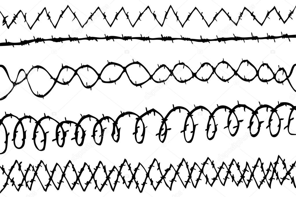 1023x682 Hand Draw Sketch Of Various Seamless Barbed Wire Stock Photo