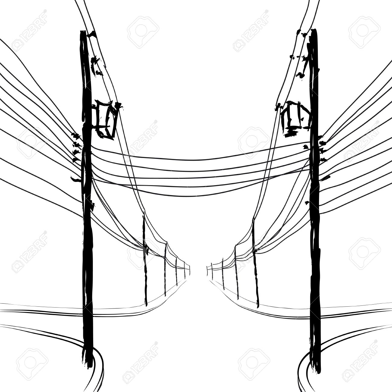 1300x1300 Poles With Wires Royalty Free Cliparts, Vectors, And Stock