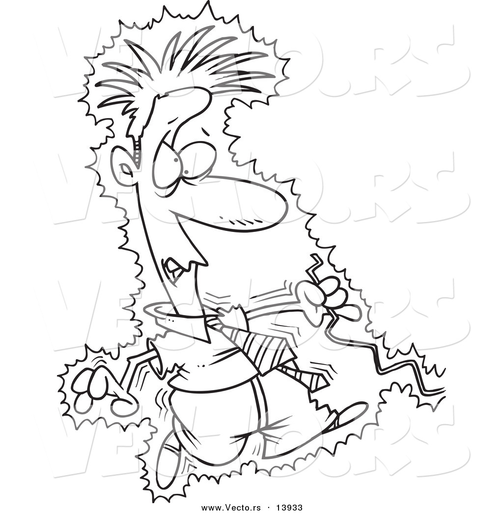 1024x1044 Vector Of A Cartoon Businessman Being Electrocuted By A Wire