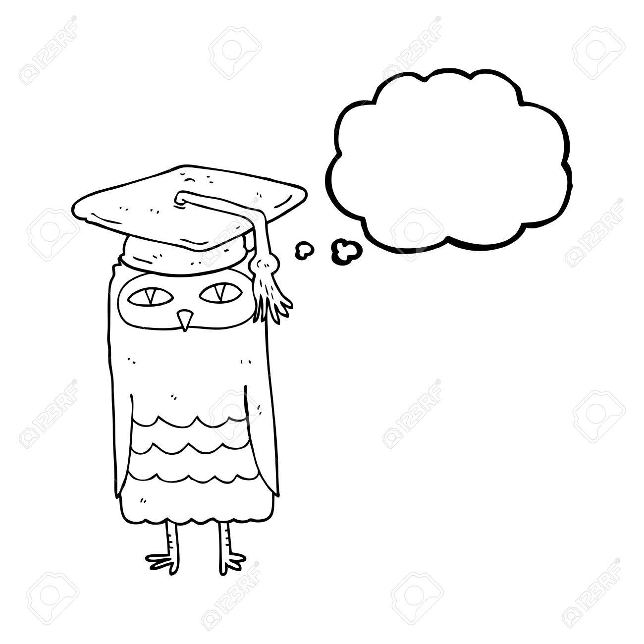 1300x1300 Freehand Drawn Thought Bubble Cartoon Wise Owl Royalty Free