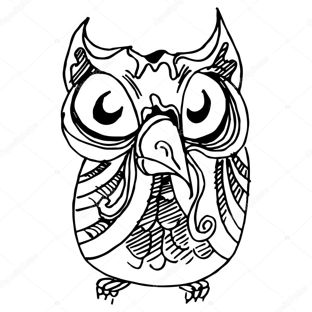 1024x1024 Wise Owl Drawing Stock Vector Cteconsulting