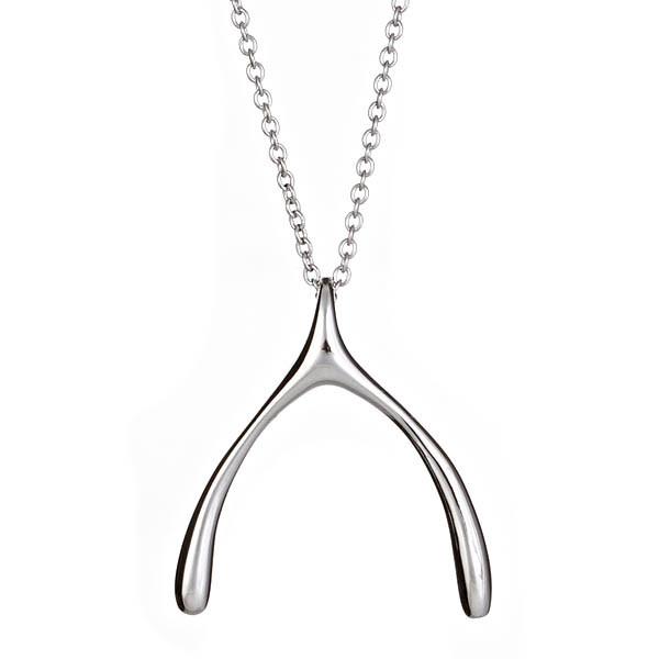 600x600 Silver Plated Wishbone Pendant Necklace
