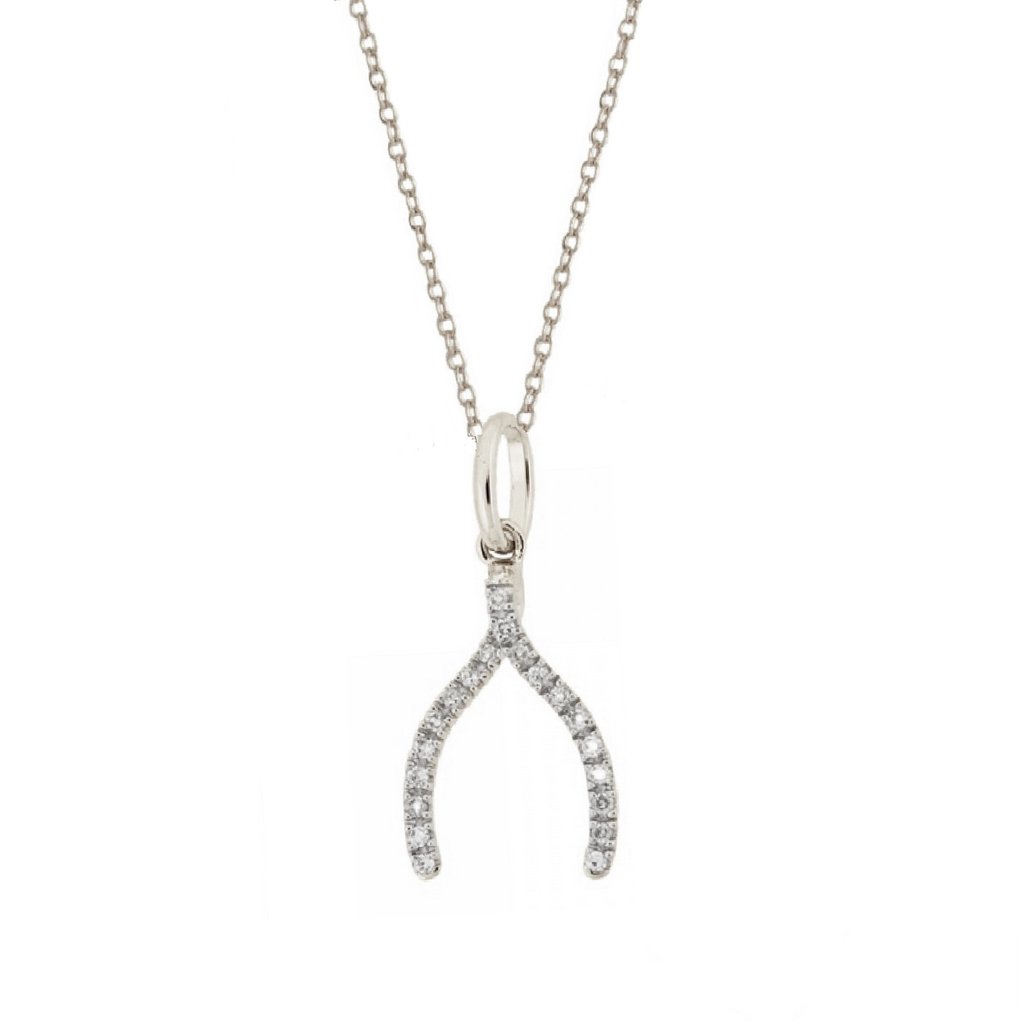 1024x1024 Solid Gold Diamond Wishbone Charm Necklace Rachael Ryen Jewelry