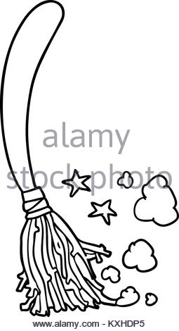 255x470 Line Drawing Of A Halloween Witches Broom Stock Vector Art