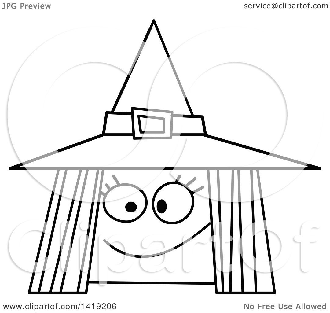 1080x1024 Clipart Of A Black And White Witch Face Emoji