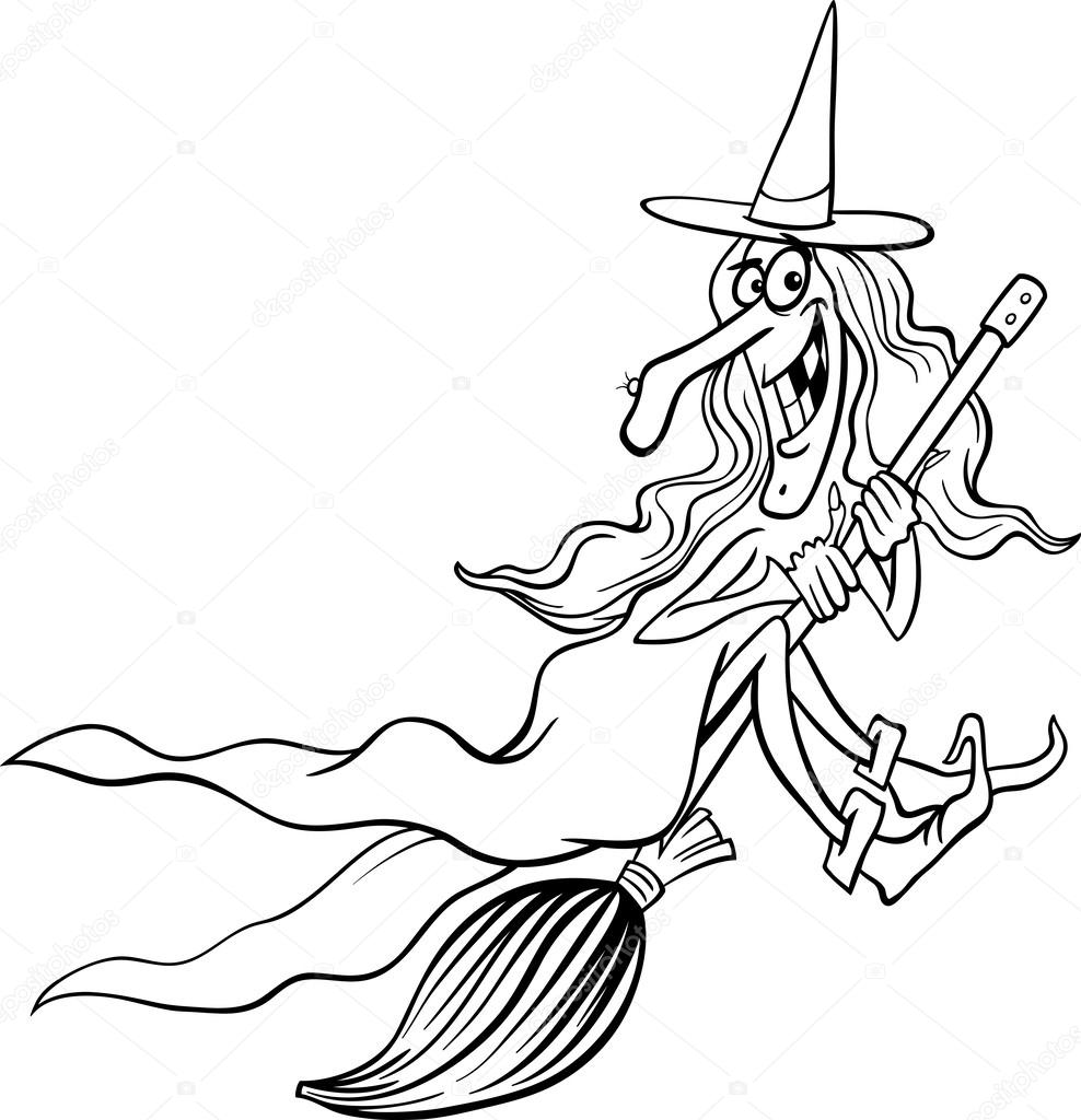 988x1024 Witch Cartoon For Coloring Book Stock Vector Izakowski