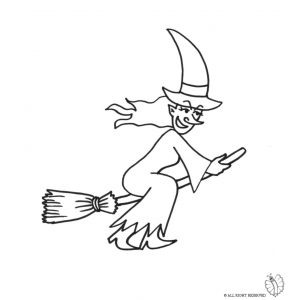 300x300 Coloring Page Of Witch On Broom For Coloring For Kids